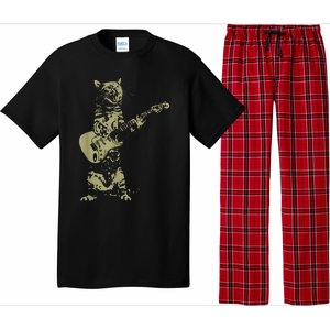 Cat Playing Acoustic Guitar Cool Musician funny Guitarist Pajama Set