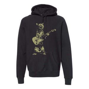 Cat Playing Acoustic Guitar Cool Musician funny Guitarist Premium Hoodie