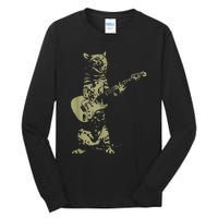 Cat Playing Acoustic Guitar Cool Musician funny Guitarist Tall Long Sleeve T-Shirt