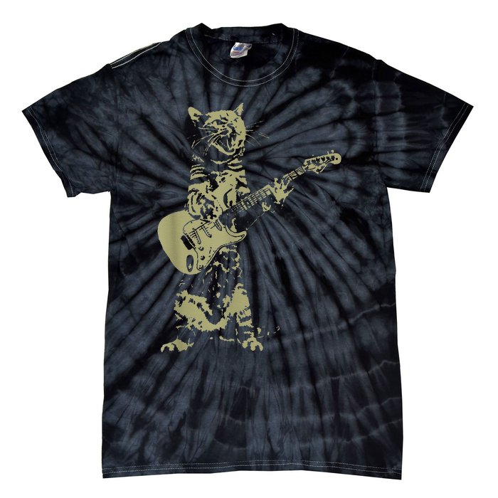 Cat Playing Acoustic Guitar Cool Musician funny Guitarist Tie-Dye T-Shirt