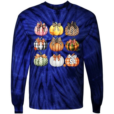 Coquette Pumpkin Autumn Fall Tie-Dye Long Sleeve Shirt