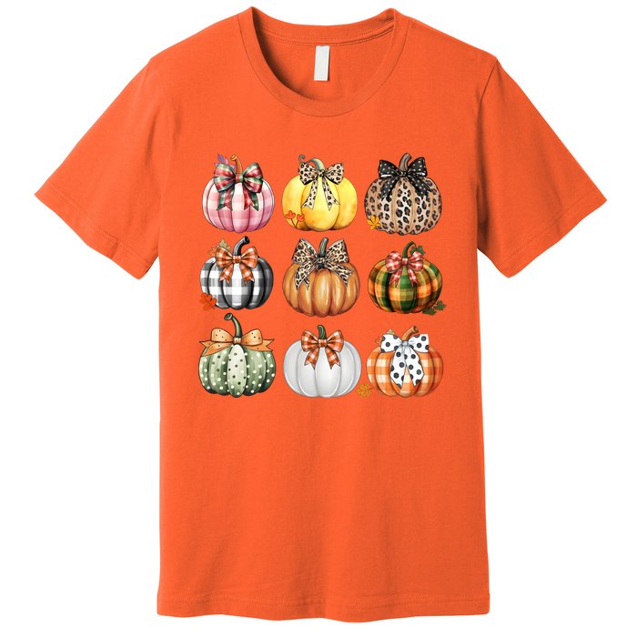 Coquette Pumpkin Autumn Fall Premium T-Shirt