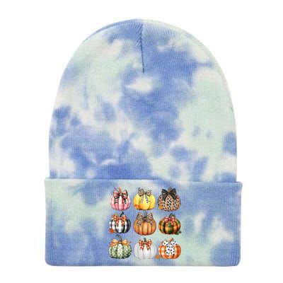 Coquette Pumpkin Autumn Fall Tie Dye 12in Knit Beanie