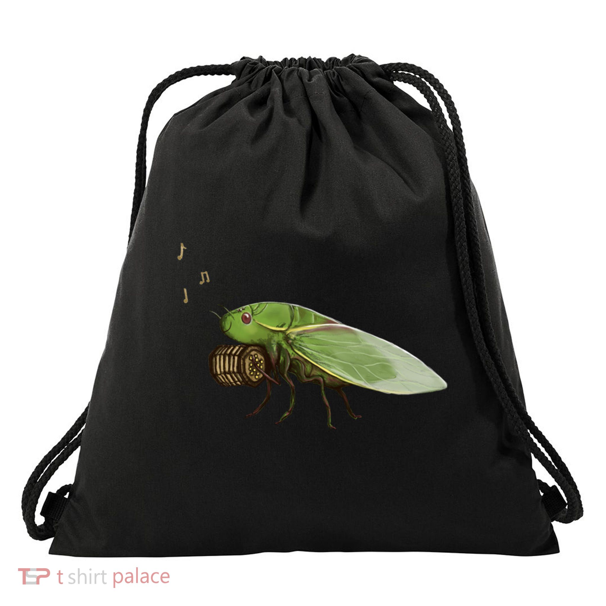 Cicada Playing A Squeezebox Drawstring Bag