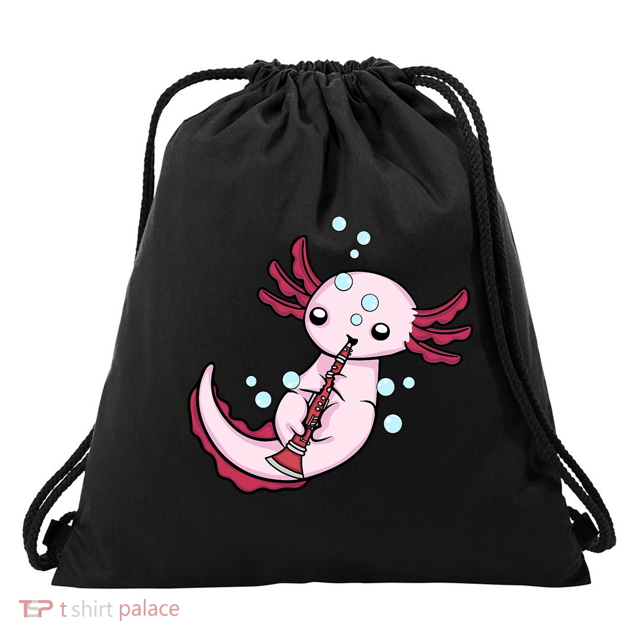 Clarinet Player Axolotl Lover  Big Band Music Clarinet  Drawstring Bag