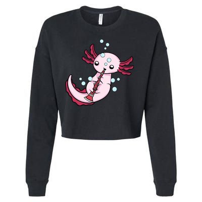 Clarinet Player Axolotl Lover  Big Band Music Clarinet  Cropped Pullover Crew
