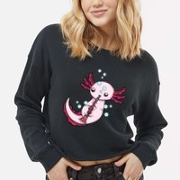 Clarinet Player Axolotl Lover  Big Band Music Clarinet  Cropped Pullover Crew