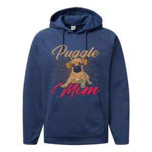 Cute Pet Animal Dog Lover Puggle Mom Mothers Day Puggle Performance Fleece Hoodie