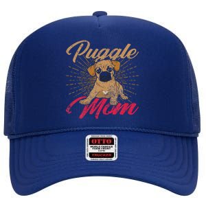 Cute Pet Animal Dog Lover Puggle Mom Mothers Day Puggle High Crown Mesh Back Trucker Hat