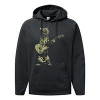 Cat Playing Acoustic Guitar Cool Musician Guitarist Performance Fleece Hoodie