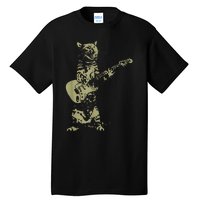 Cat Playing Acoustic Guitar Cool Musician Guitarist Tall T-Shirt