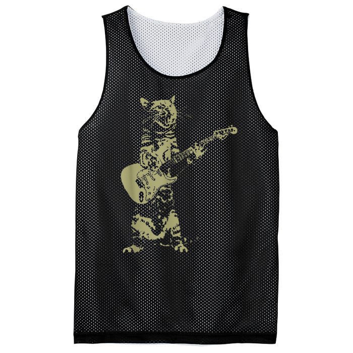 Cat Playing Acoustic Guitar Cool Musician Guitarist Mesh Reversible Basketball Jersey Tank