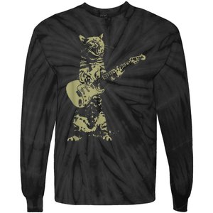 Cat Playing Acoustic Guitar Cool Musician Guitarist Tie-Dye Long Sleeve Shirt