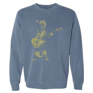 Cat Playing Acoustic Guitar Cool Musician Guitarist Garment-Dyed Sweatshirt