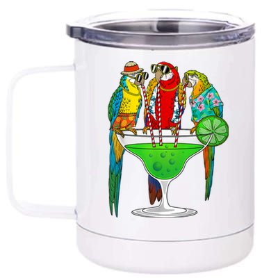 Cool Parrot Art Pet Bird Tropical Parrot Lover 12 oz Stainless Steel Tumbler Cup