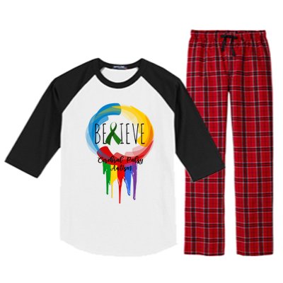 Cerebral Palsy Autism Awareness Dreamcatcher Gift Raglan Sleeve Pajama Set