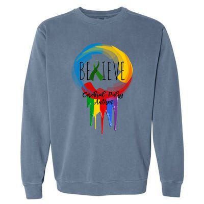 Cerebral Palsy Autism Awareness Dreamcatcher Gift Garment-Dyed Sweatshirt