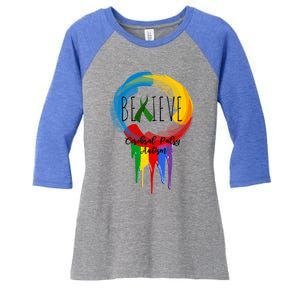 Cerebral Palsy Autism Awareness Dreamcatcher Gift Women's Tri-Blend 3/4-Sleeve Raglan Shirt