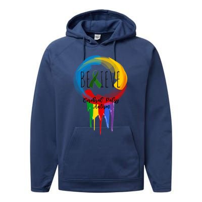 Cerebral Palsy Autism Awareness Dreamcatcher Gift Performance Fleece Hoodie