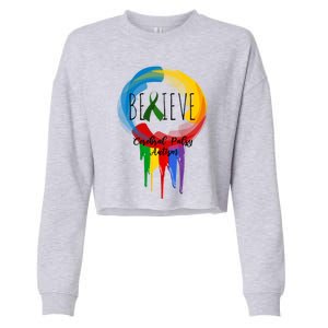 Cerebral Palsy Autism Awareness Dreamcatcher Gift Cropped Pullover Crew