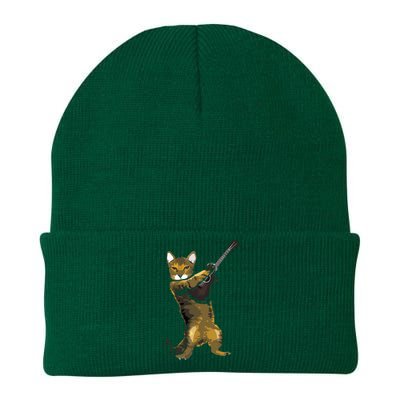 Cat Playing Acoustic Guitar Musician Knit Cap Winter Beanie