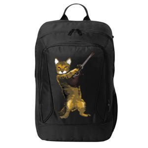 Cat Playing Acoustic Guitar Musician City Backpack