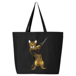 Cat Playing Acoustic Guitar Musician 25L Jumbo Tote