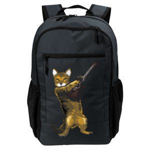 Cat Playing Acoustic Guitar Musician Daily Commute Backpack