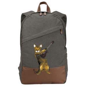 Cat Playing Acoustic Guitar Musician Cotton Canvas Backpack