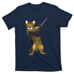 Cat Playing Acoustic Guitar Musician T-Shirt