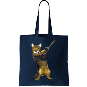 Cat Playing Acoustic Guitar Musician Tote Bag