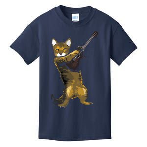 Cat Playing Acoustic Guitar Musician Kids T-Shirt