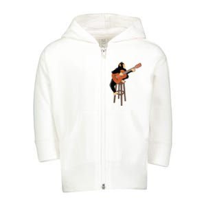 Chimpanzee Playing Acoustic Guitar Funny Monkey Toddler Zip Fleece Hoodie