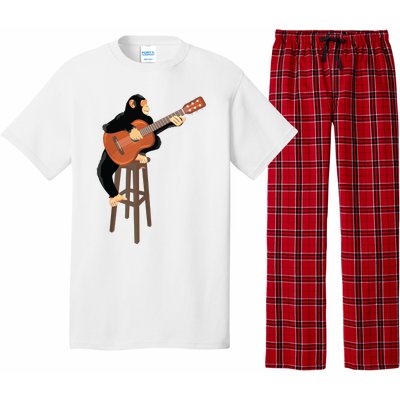 Chimpanzee Playing Acoustic Guitar Funny Monkey Pajama Set