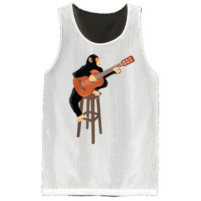 Chimpanzee Playing Acoustic Guitar Funny Monkey Mesh Reversible Basketball Jersey Tank