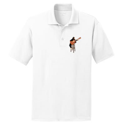 Chimpanzee Playing Acoustic Guitar Funny Monkey PosiCharge RacerMesh Polo