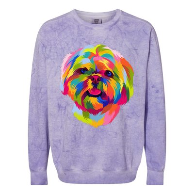 Colorful Pop Art Shih Tzu Portrait Shitzu Puppy Owner Colorblast Crewneck Sweatshirt