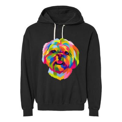 Colorful Pop Art Shih Tzu Portrait Shitzu Puppy Owner Garment-Dyed Fleece Hoodie