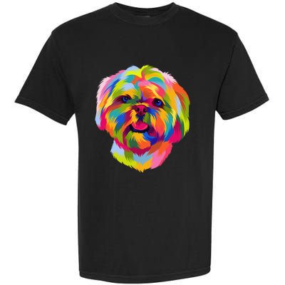 Colorful Pop Art Shih Tzu Portrait Shitzu Puppy Owner Garment-Dyed Heavyweight T-Shirt