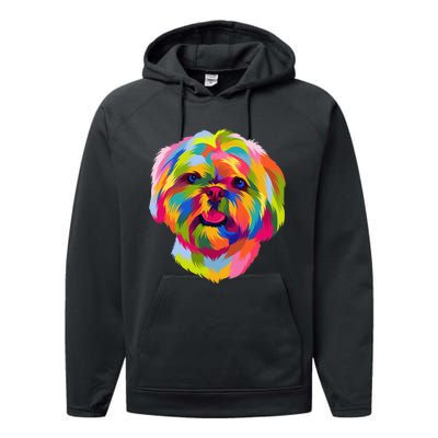 Colorful Pop Art Shih Tzu Portrait Shitzu Puppy Owner Performance Fleece Hoodie