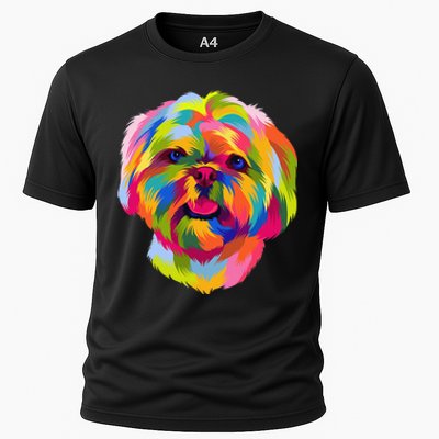 Colorful Pop Art Shih Tzu Portrait Shitzu Puppy Owner Cooling Performance Crew T-Shirt