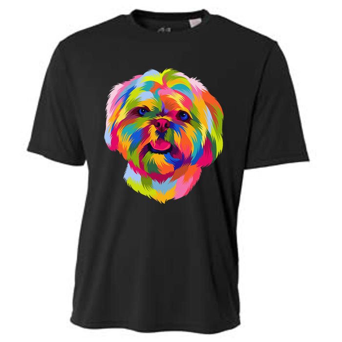 Colorful Pop Art Shih Tzu Portrait Shitzu Puppy Owner Cooling Performance Crew T-Shirt