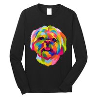 Colorful Pop Art Shih Tzu Portrait Shitzu Puppy Owner Long Sleeve Shirt