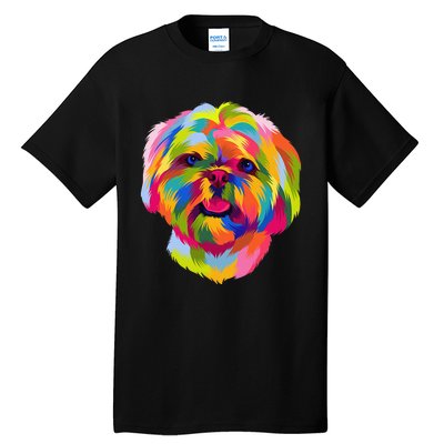 Colorful Pop Art Shih Tzu Portrait Shitzu Puppy Owner Tall T-Shirt