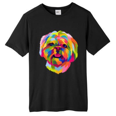 Colorful Pop Art Shih Tzu Portrait Shitzu Puppy Owner Tall Fusion ChromaSoft Performance T-Shirt