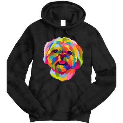 Colorful Pop Art Shih Tzu Portrait Shitzu Puppy Owner Tie Dye Hoodie