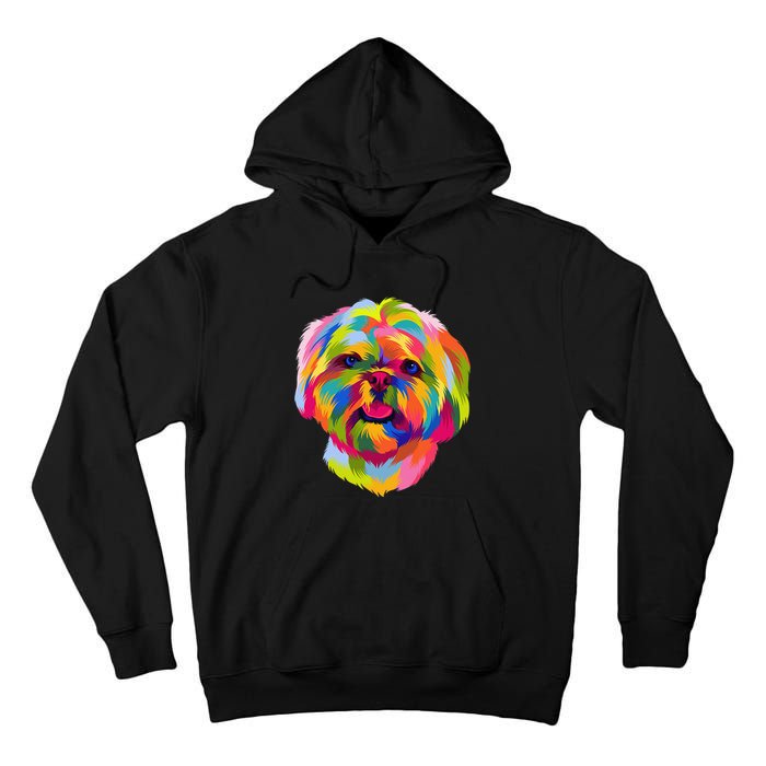 Colorful Pop Art Shih Tzu Portrait Shitzu Puppy Owner Tall Hoodie