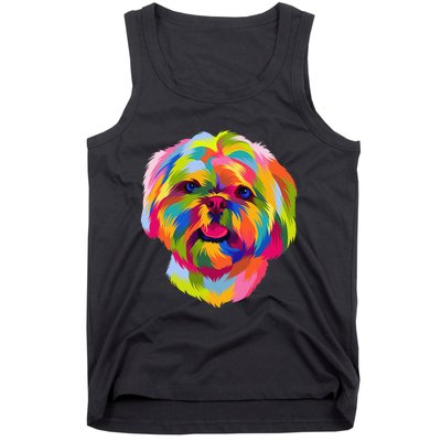 Colorful Pop Art Shih Tzu Portrait Shitzu Puppy Owner Tank Top