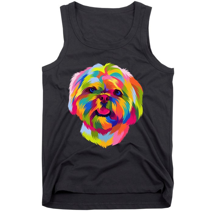 Colorful Pop Art Shih Tzu Portrait Shitzu Puppy Owner Tank Top