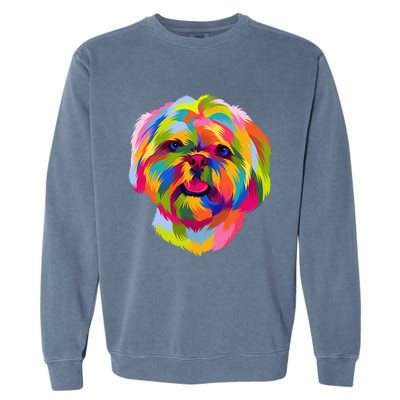 Colorful Pop Art Shih Tzu Portrait Shitzu Puppy Owner Garment-Dyed Sweatshirt